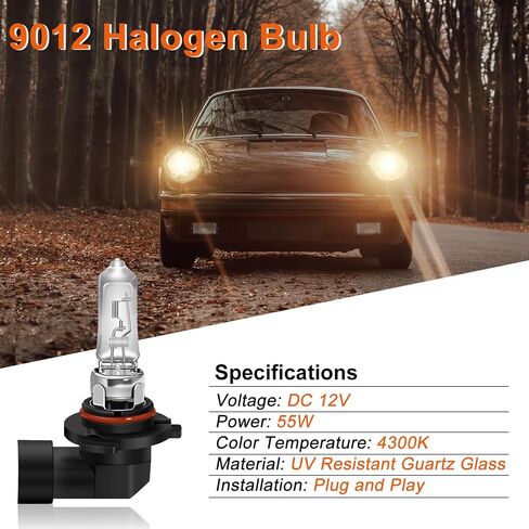 DZG 9012 HIR2 Halogen المصباح الأمامي لمبة 12V 55W 4300K مصابيح هالوجين بيضاء دافئة عالية ومنخفضة البديل ، حزمة 2 in Kuwait