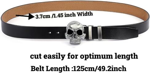 Men's Skull Head Buckle Leather Belt Waist Band, Jeans Decorative Punk Belt in Kuwait