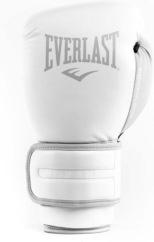 قفازات الملاكمة Everlast Powerlock 2 | قفازات الطيران الاحترافية | رباط آمن مع إسفنج ثلاثي الطبقات ودعم للمعصم للوقاية من الإصابات | التدريب على الحقائب الثقيلة والحقائب السريعة (12 أونصة | أبيض/ذهبي) in Kuwait