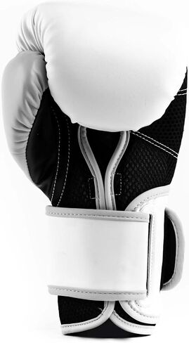 قفازات الملاكمة Everlast Powerlock 2 | قفازات الطيران الاحترافية | رباط آمن مع إسفنج ثلاثي الطبقات ودعم للمعصم للوقاية من الإصابات | التدريب على الحقائب الثقيلة والحقائب السريعة (12 أونصة | أبيض/ذهبي) in Kuwait