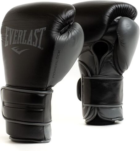 قفازات الملاكمة Everlast Powerlock 2 | قفازات الطيران الاحترافية | رباط آمن مع إسفنج ثلاثي الطبقات ودعم للمعصم للوقاية من الإصابات | التدريب على الحقائب الثقيلة والحقائب السريعة (12 أونصة | أبيض/ذهبي) in Kuwait