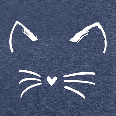 Blackoo Women's Cat Face Graphic V-Deace T-Shirt Cap Tops Tops in Kuwait