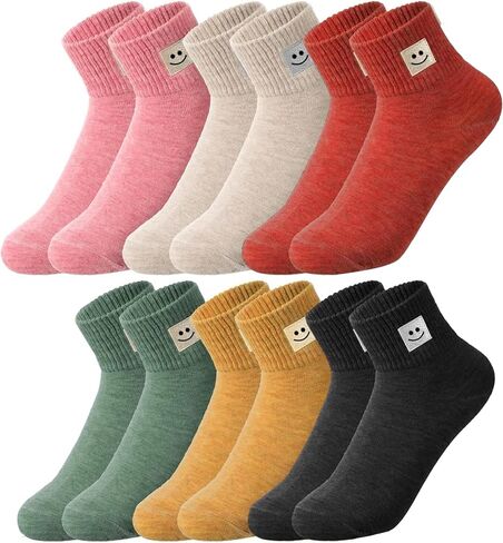 NevEND 6 Pairs Women's Mini Crew/Ankle Length Cut Cotton Calf Socks with Thick Cushioning for Girls in Saudi Arabia
