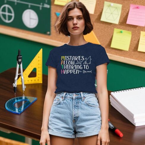 نساء معلم الرياضيات قميص رسالة تدريس رسالة طباعة Tshirt Teach Teae Tops Tops in Kuwait