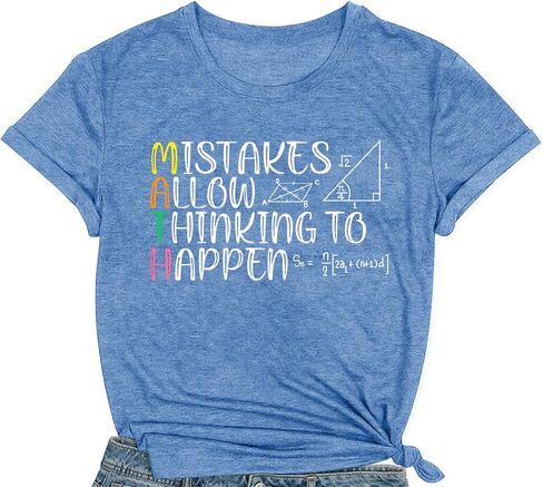 نساء معلم الرياضيات قميص رسالة تدريس رسالة طباعة Tshirt Teach Teae Tops Tops in Kuwait