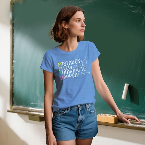نساء معلم الرياضيات قميص رسالة تدريس رسالة طباعة Tshirt Teach Teae Tops Tops in Kuwait