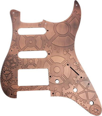Guyker 11 Hole Guitar Pick Guard - Copper SSH Style Metal Pickguard Scratch Plate Replacement Part for ST Strat Electric Guitar, Butterfly Style, Ancient Silver in Kuwait