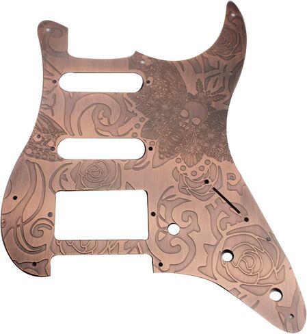 Guyker 11 Hole Guitar Pick Guard - Copper SSH Style Metal Pickguard Scratch Plate Replacement Part for ST Strat Electric Guitar, Butterfly Style, Ancient Silver in Saudi Arabia