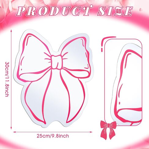 Weysat Acrylic Bow Mirror Pink Sign Wall Decor for Biving Room حمام مدخل مزخرف حديدي مرآة الخزانة معلقة للمدرسة ديكور التعليم والمنزل 11.8 × 10 بوصة in Saudi Arabia