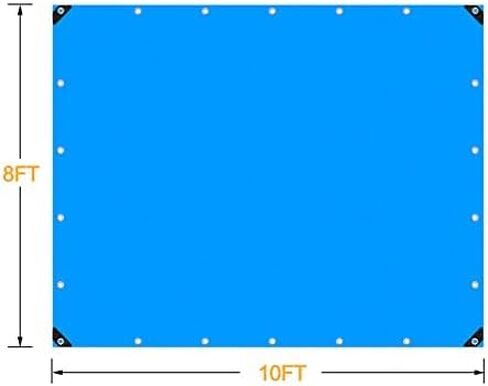 Tarps Heavy Duty Waterproof 8x10, Blue Tarp, Waterproof Plastic Poly 16 Mil Thick Tarpaulin with Metal Grommets Every 19.5 Inches - Emergency Rain Shelter, Outdoor Cover, and Camping Use in Kuwait