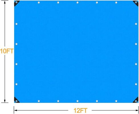 Tarps Heavy Duty Waterproof 8x10, Blue Tarp, Waterproof Plastic Poly 16 Mil Thick Tarpaulin with Metal Grommets Every 19.5 Inches - Emergency Rain Shelter, Outdoor Cover, and Camping Use in Kuwait