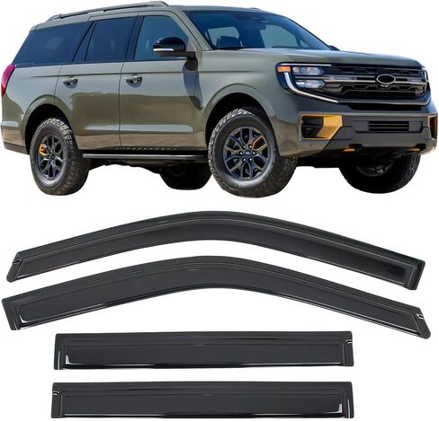 IKON MOTORSPORTS Tape on Window Visors Compatible with 2018-2025 Ford Expedition & Lincoln Navigator, Acrylic Smoke/Tinted Rain Guards, Side Window Wind Deflectors 4PCS in Saudi Arabia