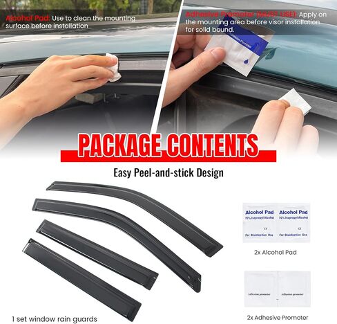 IKON MOTORSPORTS Tape on Window Visors Compatible with 2018-2025 Ford Expedition & Lincoln Navigator, Acrylic Smoke/Tinted Rain Guards, Side Window Wind Deflectors 4PCS in Saudi Arabia