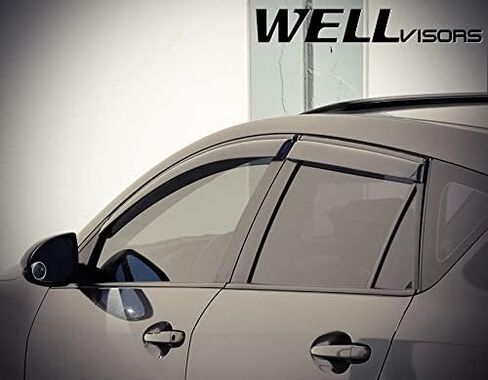 Wellvisors Windows ، انحرافات الرياح المتوافقة مع Mazda 2010-2013 Mazda 3 Hatchback مع حرس المطر الأسود 3-847MZ004 in Saudi Arabia