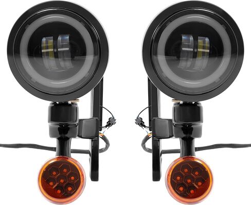 4.5" LED Fog Light & Turn Signal Light & Fog Light Bracket Compatible with 1994-Up Harley Street Glide Electra Glide Road King FLHX FLHXXX Spotlight Yellow Lens in Saudi Arabia