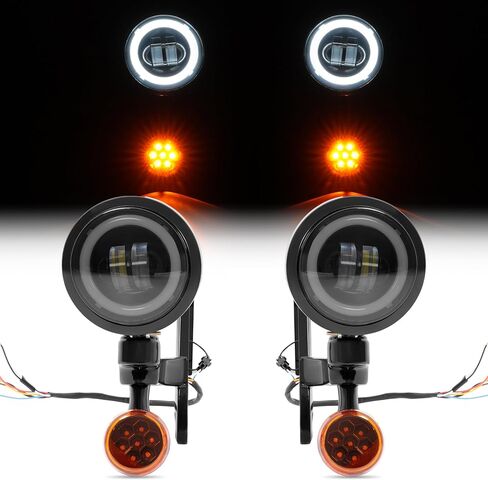 4.5" LED Fog Light & Turn Signal Light & Fog Light Bracket Compatible with 1994-Up Harley Street Glide Electra Glide Road King FLHX FLHXXX Spotlight Yellow Lens in Saudi Arabia