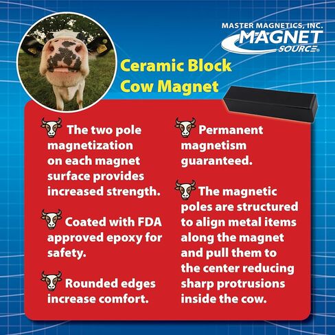 Master Magnetics COW-CP6X4BX New Ferrite Cow Magnet, 0.625" Diameter, 3" Length, Black (Pack of 4) in Saudi Arabia