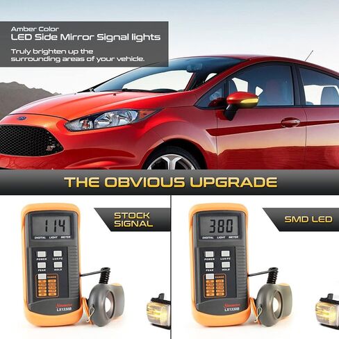 [Sequential Turn Signal] For 2011-2019 Ford Fiesta Amber LED Strips Side Mirror Indicator Light Blinker Lamp Replacement, Driver & Passenger Side in Saudi Arabia