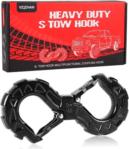 3/8-inch Tow Hook – S-Hook for Off-Road Recovery – G80 Heavy-Duty S Hooks with Quick Shackle – 33,000lbs Towing Capacity – Ideal for Pickup Trucks, Trailers, SUVs in Saudi Arabia