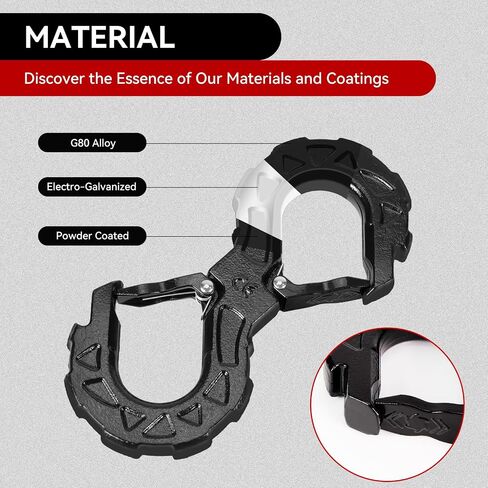 3/8-inch Tow Hook – S-Hook for Off-Road Recovery – G80 Heavy-Duty S Hooks with Quick Shackle – 33,000lbs Towing Capacity – Ideal for Pickup Trucks, Trailers, SUVs in Saudi Arabia