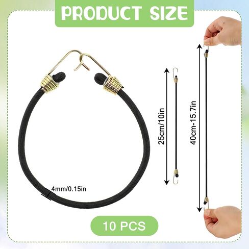 10pcs Small Bungee Cords with Hooks,10 Inch Mini Rubber Bungee Cords,Versatile Outdoor Elastic Straps Set for Luggage Roof Rack Hang Outdoor Tent Tarp Bike Car Rv Camping Tool Cargo Accessory(10) in Saudi Arabia