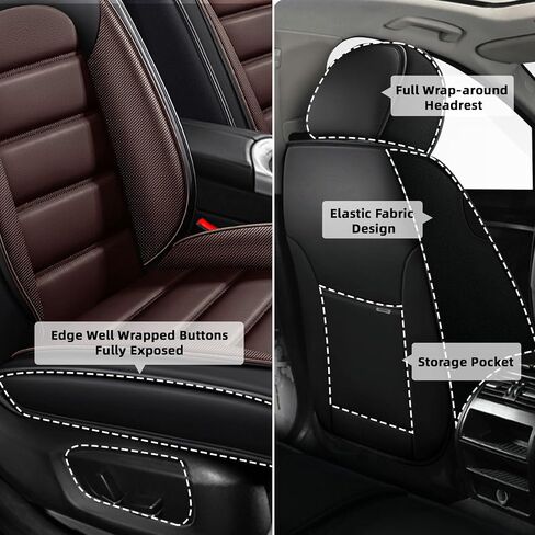 Car Seat Cover Fit for Ford Explorer 2000-2025,Compatible Airbag Non-Slip Waterproof Seat Cover,Car Seat Protector Premium Interior (Standard 5 Seats,Black Coffee) in Kuwait