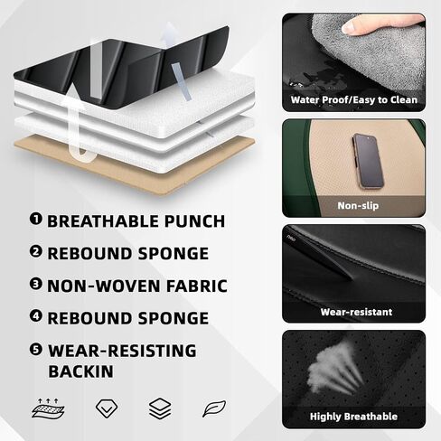 Car Seat Cover Fit for Ford Explorer 2000-2025,Compatible Airbag Non-Slip Waterproof Seat Cover,Car Seat Protector Premium Interior (Standard 5 Seats,Black Coffee) in Kuwait