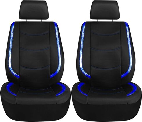 FH Group Faux Leather Car Seat Covers Set with Matching Carpet Mats - Universal Fit, Airbag Compatible, Low Back, Split Bench for SUV and Sedan, White in Saudi Arabia