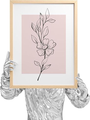 Excool Club Pink Botanical Wall Art - 12x16 Pink Flower Wall Art Blory Prints Floral Prints ، Pinter Plant Line Poster ، Flower Flower Pictures Decor in Kuwait