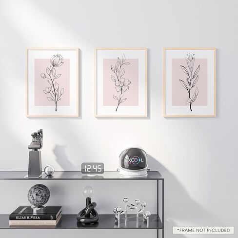 Excool Club Pink Botanical Wall Art - 12x16 Pink Flower Wall Art Blory Prints Floral Prints ، Pinter Plant Line Poster ، Flower Flower Pictures Decor in Kuwait