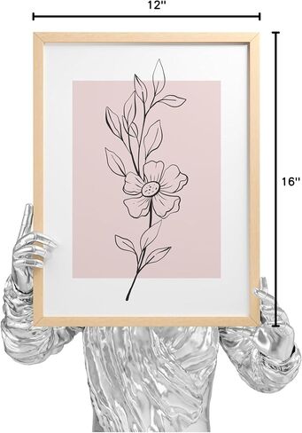 Excool Club Pink Botanical Wall Art - 12x16 Pink Flower Wall Art Blory Prints Floral Prints ، Pinter Plant Line Poster ، Flower Flower Pictures Decor in Kuwait