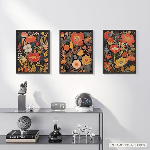Excool Club Pink Botanical Wall Art - 12x16 Pink Flower Wall Art Blory Prints Floral Prints ، Pinter Plant Line Poster ، Flower Flower Pictures Decor in Kuwait
