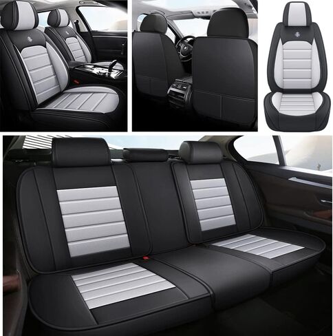 Leather Car Seat Covers for Toyota Corolla 2006-2024,Waterproof Soft Seat Covers,Interior Accessories Seat Covers Protector Airbag Compatible(5pcs Black&Gray Standard) in Kuwait