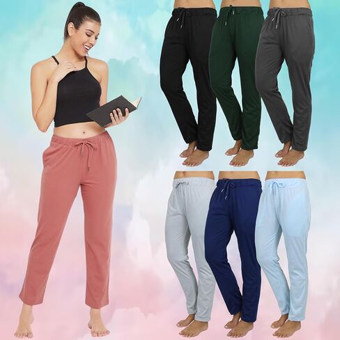 Galaxy by Harvic 3-Pack Women's Women Fit Lounge Pants-طماق ناعمة للاسترخاء أو اليوغا أو التآكل اليومي (S-3XL) in Saudi Arabia