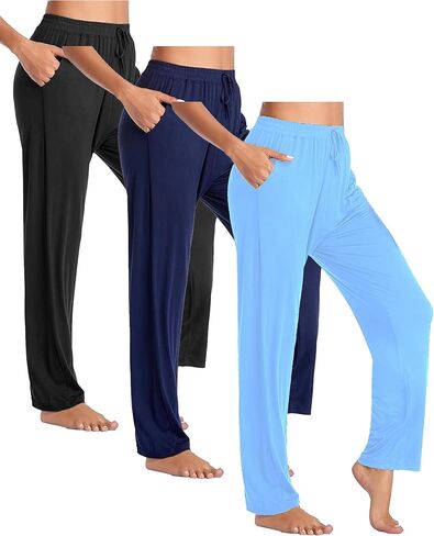 Galaxy by Harvic 3-Pack Women's Women Fit Lounge Pants-طماق ناعمة للاسترخاء أو اليوغا أو التآكل اليومي (S-3XL) in Saudi Arabia