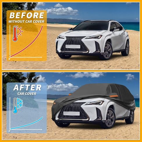 Car Cover Waterproof All Weather Sun Rain Protection Full Exterior Cover for Lexus UX 190T-PU Black with Left Side Zippers in Saudi Arabia