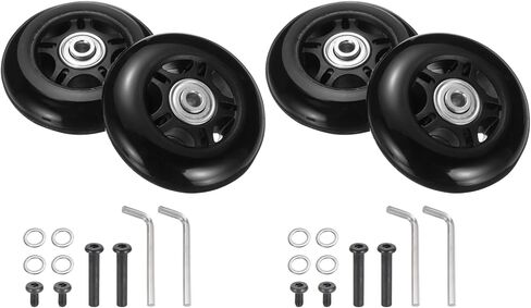 uxcell Set of 2 Luggage Wheels Replacement 69 x 19 mm/2.7" x 0.7" Rubber Swivel Caster Bearing Wheels Repair Kits for Suitcase Inline Outdoor Skate,Black in Saudi Arabia
