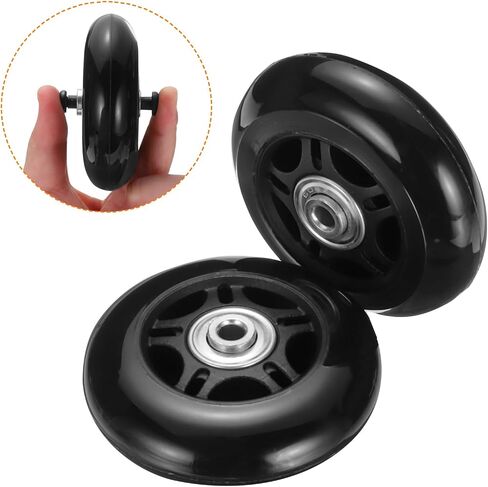 uxcell Set of 2 Luggage Wheels Replacement 69 x 19 mm/2.7" x 0.7" Rubber Swivel Caster Bearing Wheels Repair Kits for Suitcase Inline Outdoor Skate,Black in Saudi Arabia