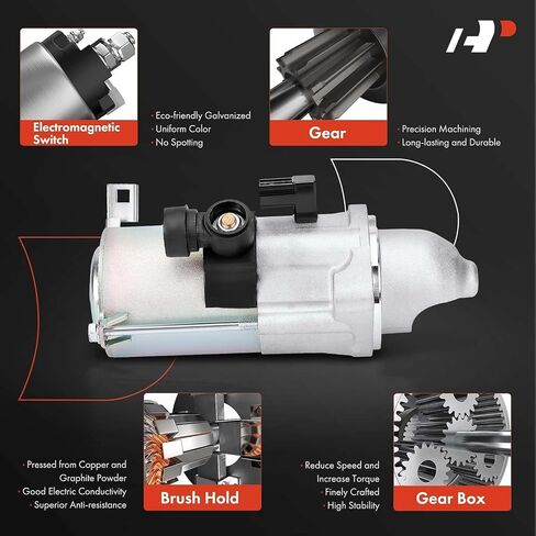 A-Premium Starter Motor متوافق مع Honda Accord 2013-2017 2.4L ، 12V 1.6KW 9-TETH في اتجاه عقارب الساعة ، الإرسال اليدوي ، استبدل# 31200-5A2-A01 in Saudi Arabia