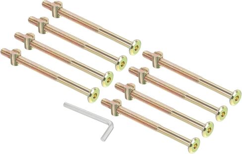 PATIKIL M8 x 50mm Bunk Bed Bolts, 8 Pack Hex Drive Socket Cap Barrel Screws Bolt Nuts Assortment Kit with 1Pcs Wrench for Furniture Bed, Zinc Color in Saudi Arabia