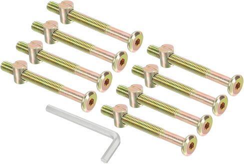 PATIKIL M8 x 50mm Bunk Bed Bolts, 8 Pack Hex Drive Socket Cap Barrel Screws Bolt Nuts Assortment Kit with 1Pcs Wrench for Furniture Bed, Zinc Color in Saudi Arabia