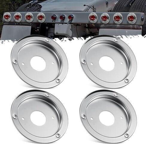 Partsam 4Pcs Watermelon Lights Bunk Adapter, Stainless Steel Round Marker Light Bezel Cover, Mounting Bracket for Any 4" Hole, Light Not Include in Saudi Arabia