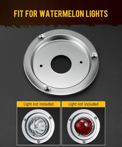 Partsam 4Pcs Watermelon Lights Bunk Adapter, Stainless Steel Round Marker Light Bezel Cover, Mounting Bracket for Any 4" Hole, Light Not Include in Saudi Arabia