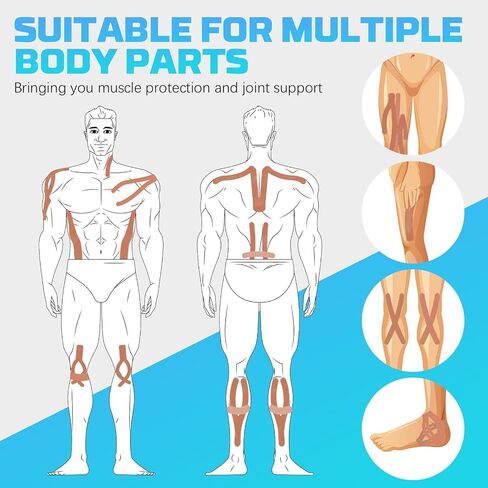 3 Rolls Kinesiology Tape, Athletic Tape Elastic Waterproof Sports Tape 2 Inch x 16 Feet Uncut Body Tape with Scissors for Ankle Wrists Knees Shoulders Muscle in Saudi Arabia