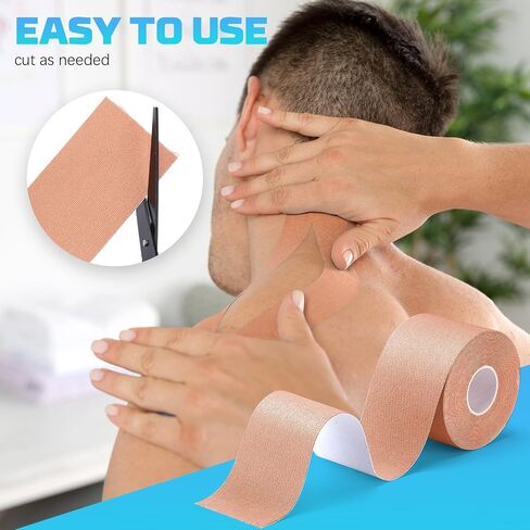 3 Rolls Kinesiology Tape, Athletic Tape Elastic Waterproof Sports Tape 2 Inch x 16 Feet Uncut Body Tape with Scissors for Ankle Wrists Knees Shoulders Muscle in Saudi Arabia