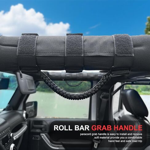 الاستيلاء على مقابض لجيب (الجيش الأخضر) ، قبض على Jeep Wrangler JL JK TJ YJ Gladiator JT 1987-2023 ، Paracord Roll Bar Grab Bandles for Jeep Accessories in Kuwait