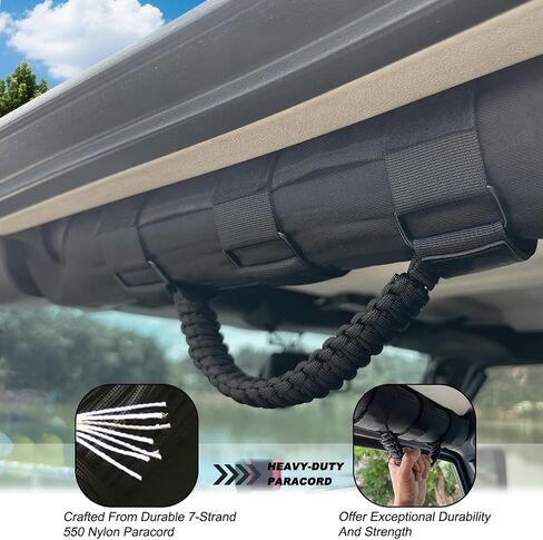 الاستيلاء على مقابض لجيب (الجيش الأخضر) ، قبض على Jeep Wrangler JL JK TJ YJ Gladiator JT 1987-2023 ، Paracord Roll Bar Grab Bandles for Jeep Accessories in Kuwait