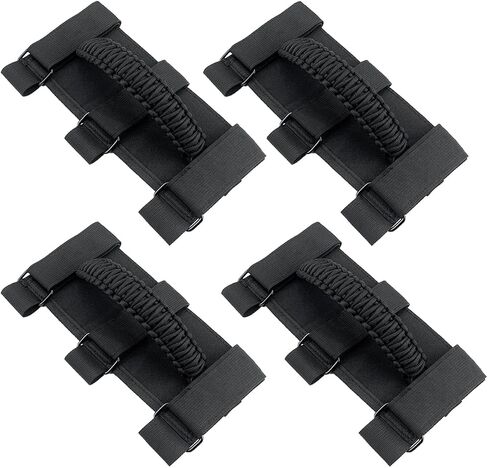 الاستيلاء على مقابض لجيب (الجيش الأخضر) ، قبض على Jeep Wrangler JL JK TJ YJ Gladiator JT 1987-2023 ، Paracord Roll Bar Grab Bandles for Jeep Accessories in Kuwait