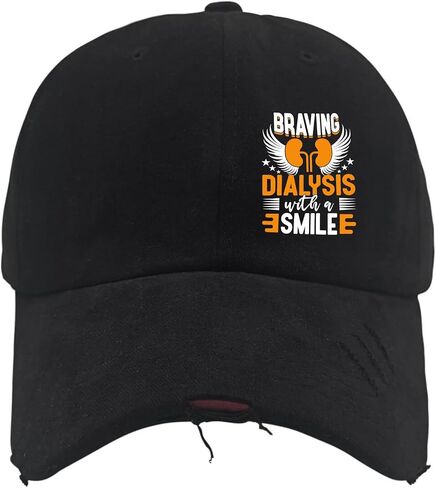 Braving Dialysis with A Smile Kidney Hat for Mens Washed Distressed Baseball Cap Aesthetic Washed Ball Caps Cotton in Saudi Arabia