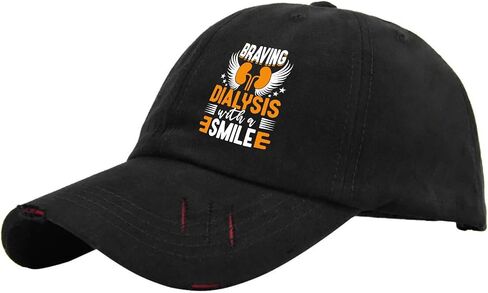 Braving Dialysis with A Smile Kidney Hat for Mens Washed Distressed Baseball Cap Aesthetic Washed Ball Caps Cotton in Saudi Arabia